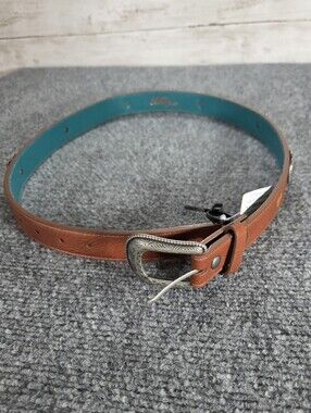 Catchfly Studio Women’s XL Western Heart Concho Belt Brown Teal Faux Leather